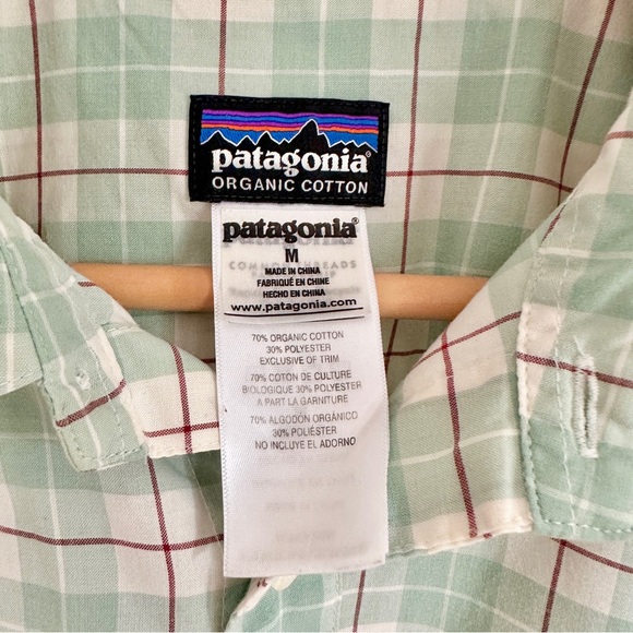 Patagonia Organic Cotton Blend Fezzman Button Down Shirt Short Sleeve Plaid M - Picture 2 of 5